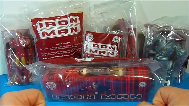 2007 IRON MAN SET OF 6 BURGER KING KID S MEAL MOVIE TOY S VIDEO REVIEW
