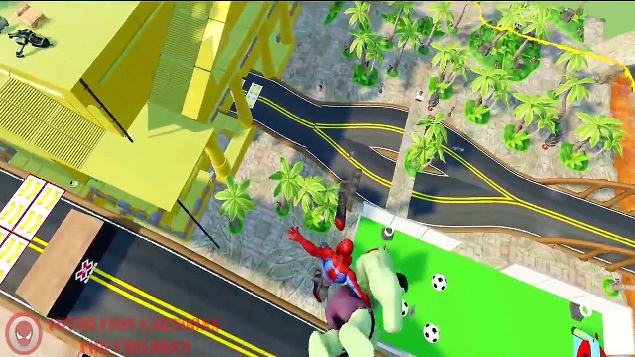 HULK  His Green CAR Monster Truck have #FUN with Spiderman Cartoon  Disney Cars  Song for Kids