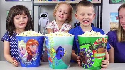 Download Video: HUGE Popcorn Surprise Bucket Toys Finding Dory Frozen Elsa TMNT Ninja Turtles Kinder Playtime