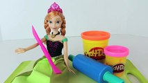 Play Doh Frozen Anna Barbie Doll Makeover Disney Princess Color Change PlayDough Dress