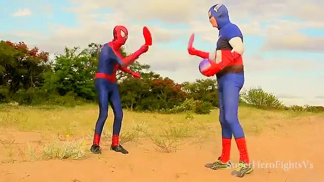 Superhero in Real Life Spiderman Vs Captain America Playing Beach Tennis Super Hero Fights Vs In R