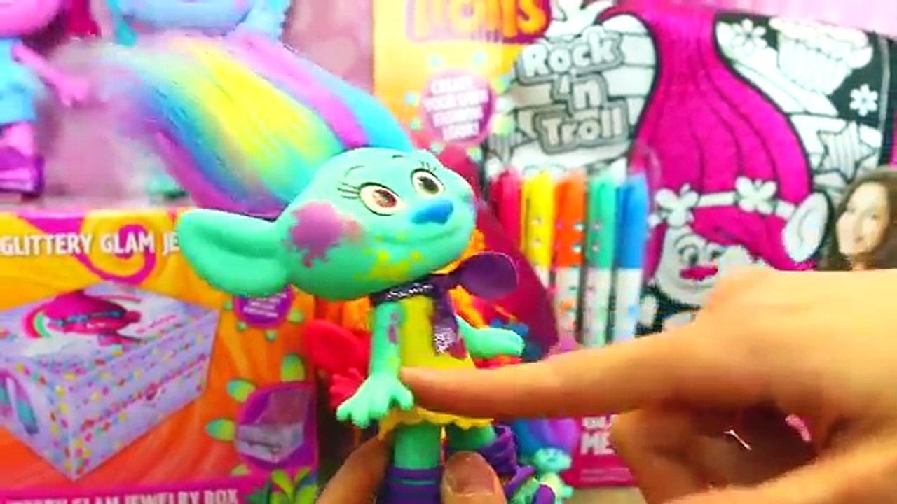 Trolls Movie Harper Artist Doll & DIY Poppy Purse & Jewelry Box Coloring & Baby Trolls DisneyCarToys