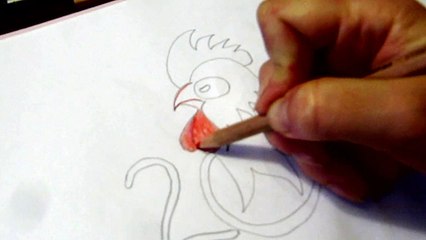 Как нарисовать животного по гороскопу 2017 год Красный огренный петух How to draw Red fire rooster