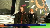 Thomas Coville arrive à Brest après avoir battu le record du monde en solitaire