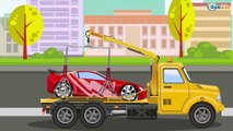 The Yellow Tow Truck and Fire Truck - Cars & Trucks Cartoons - Vehicle & Chi Chi Car for children