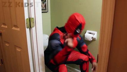 Spiderman vs Batman Zombie PRANKS Deadpool Spiderman Homecoming Video ZZ Kids TV Superheroes_3