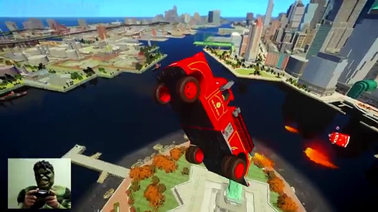 New disney cars mater rescue   Lightning McQueen   Fire Truck   Spiderman   Hulk   Frozen Elsa