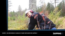 Suède : Un bûcheron s’amuse à exploser des sapins de Noël, les images insolites (Vidéo)