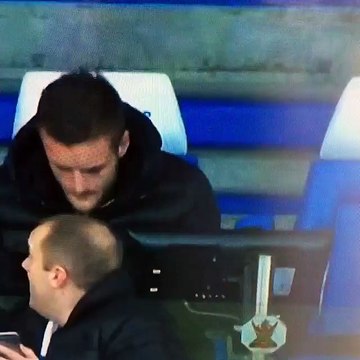 Jamie Vardy puts on a Jamie Vardy mask