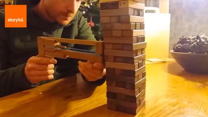Man Creates Extreme Version of Jenga