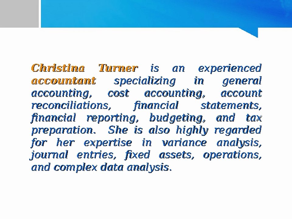 Christina Turner Is a Senior Accountant at Filtrexx International, Akron, OH