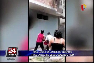 Niña logra salvarse de incendio tras lanzarse de segundo piso