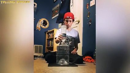 Throwing water bottles come on