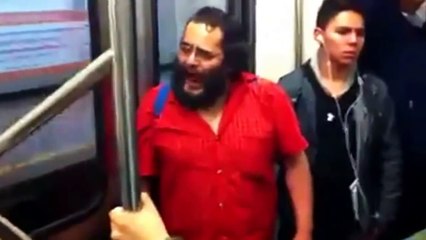 Must Watch- Guy Singing 'Maybe I'm Crazy' on Subway Bus! Funny!!-hVvtTC9AmNs