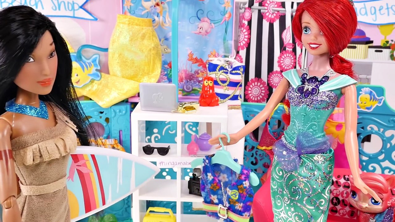 Ariel's Beach Shop with Disney Princess Pocahontas - Barbie Doll Episodes by DCTC