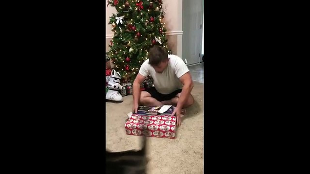 Alors qu’il s’apprêtait à ouvrir son cadeau de Noel, il se fait attaquer par son chat jaloux
