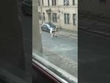 Un homme saute par la fenêtre à moitié nue pour aller se battre avec un autre !