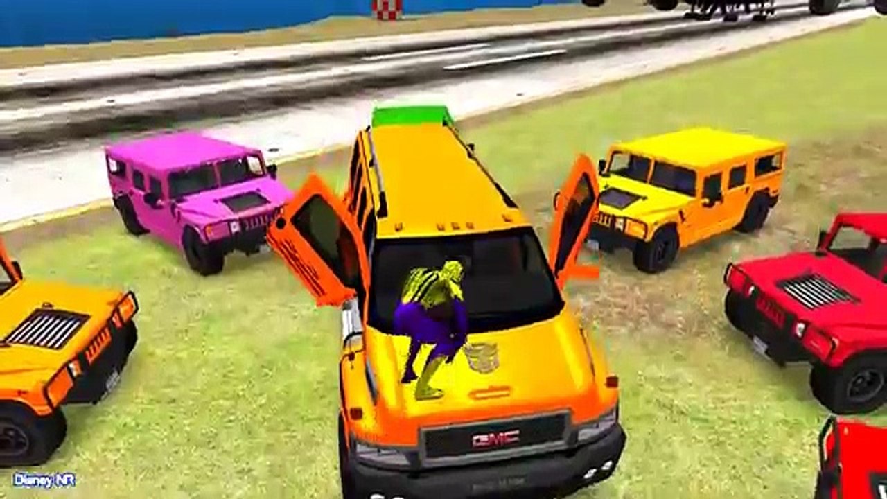 Color Bus with Spiderman Cartoon Fun Videos Color Cars for kids and More Nursery Rhymes