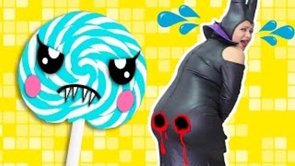 Maleficent Lollipop ATTACK vs Joker w/ Spiderman, Frozen Elsa Superhero IRL