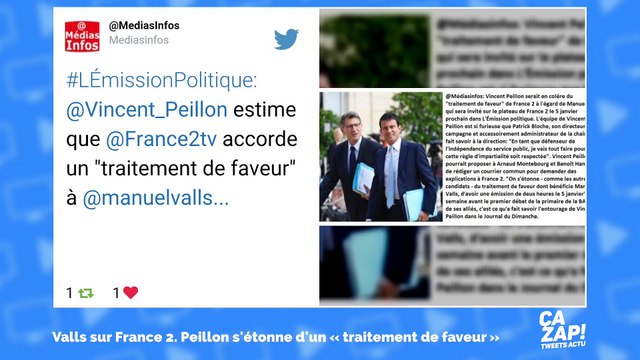 Vincent Peillon dénonce le traitement de faveur de Manuel Valls sur France 2