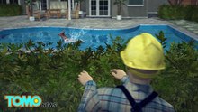 Oficial resgata veado encontrado se afogando em uma piscina.