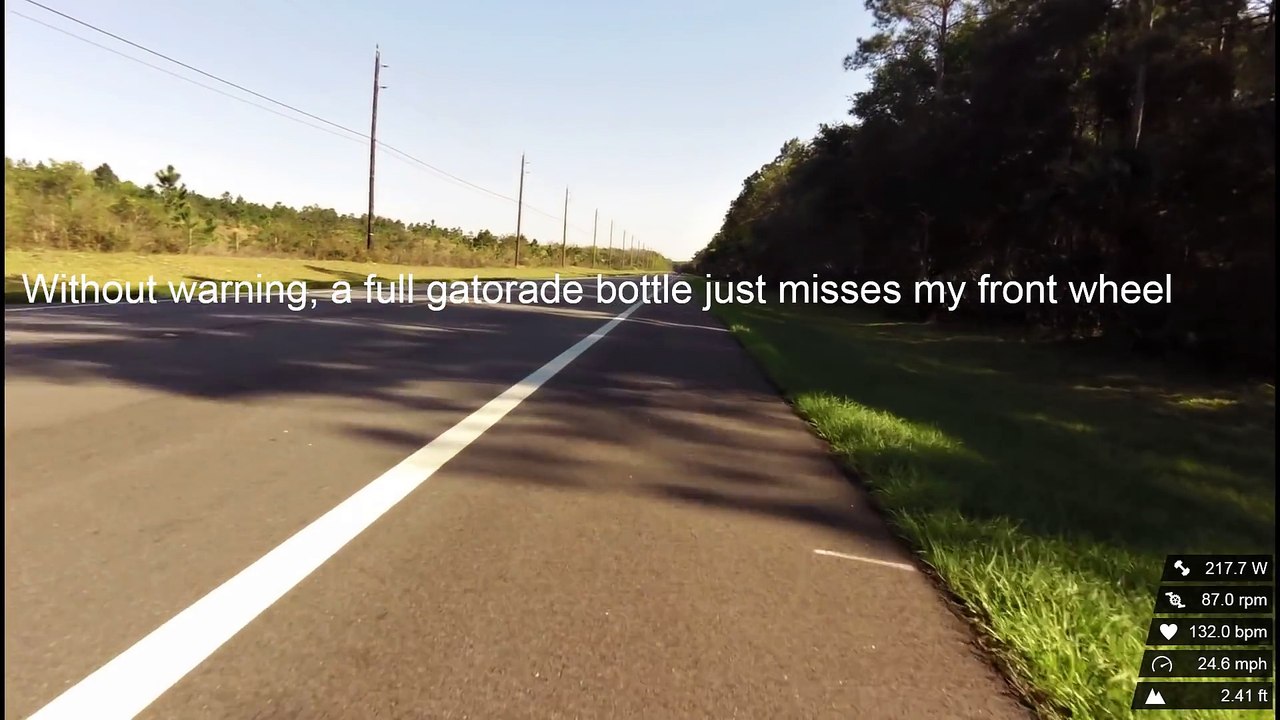 Full Gatorade bottle thrown at Cyclist