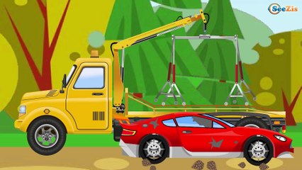 The Racing Car in the forest adventures - The Tow Truck and Car Service Cartoon - Episode 12