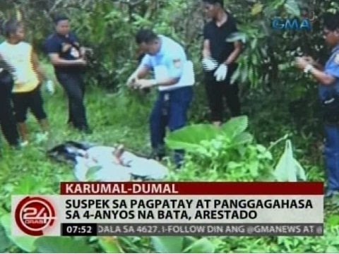 Suspek sa pagpatay at panggagahasa sa 4-anyos na bata, arestado