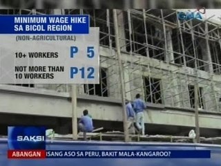 Saksi: Minimum wage hike, ipinatupad sa Bicol Region