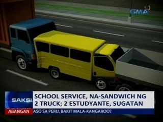 Saksi: School service, na-sandwich ng 2 truck; 2 estudyante, sugatan