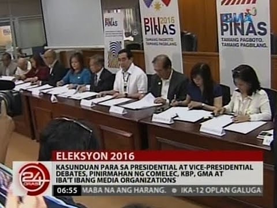 24 Oras: Kasunduan para sa presidential at vice-presidential debates, pinirmahan na