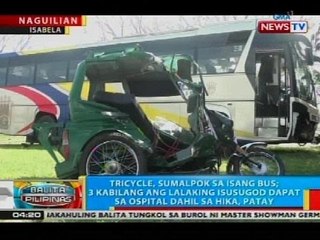 BP: Tricycle, sumalpok sa isang bus