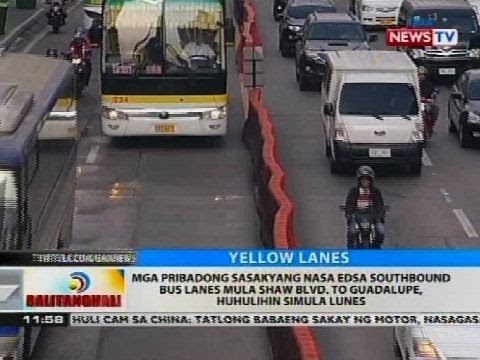 Mga pribadong sasakyang nasa EDSA southbound bus lanes mula Shaw Blvd to Guadalupe, huhulihin