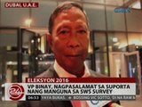 24 Oras: VP Binay, nagpasalamat sa suporta nang manguna sa SWS Survey
