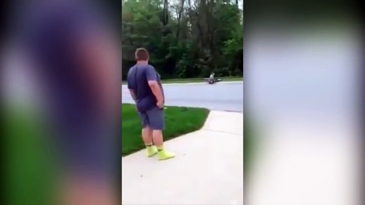 Hey Ladies Kid Throws Basket Ball at Girls Riding Bikes Funny