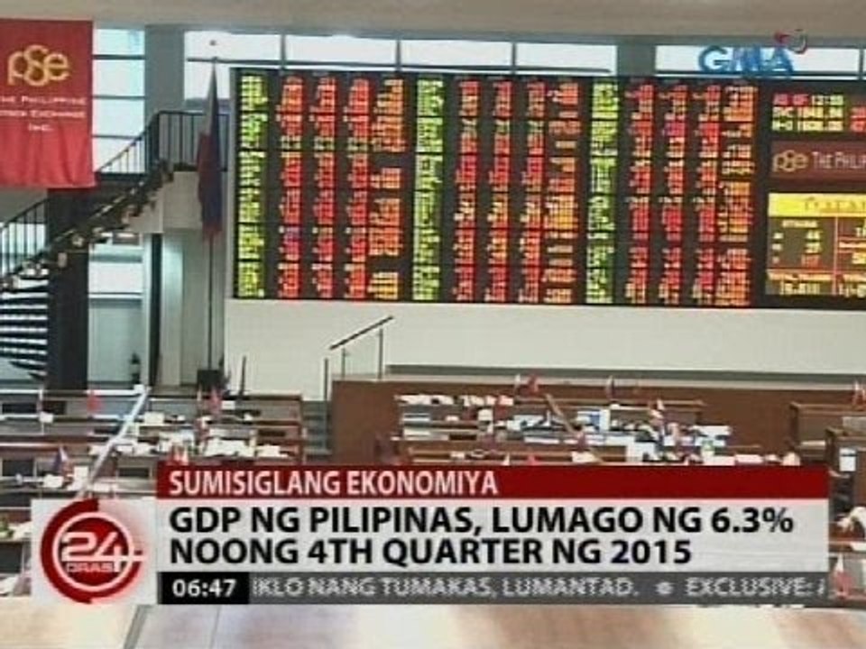 24 Oras: GDP ng Pilipinas, lumago ng 6.3% noong 4th quarter ng 2015