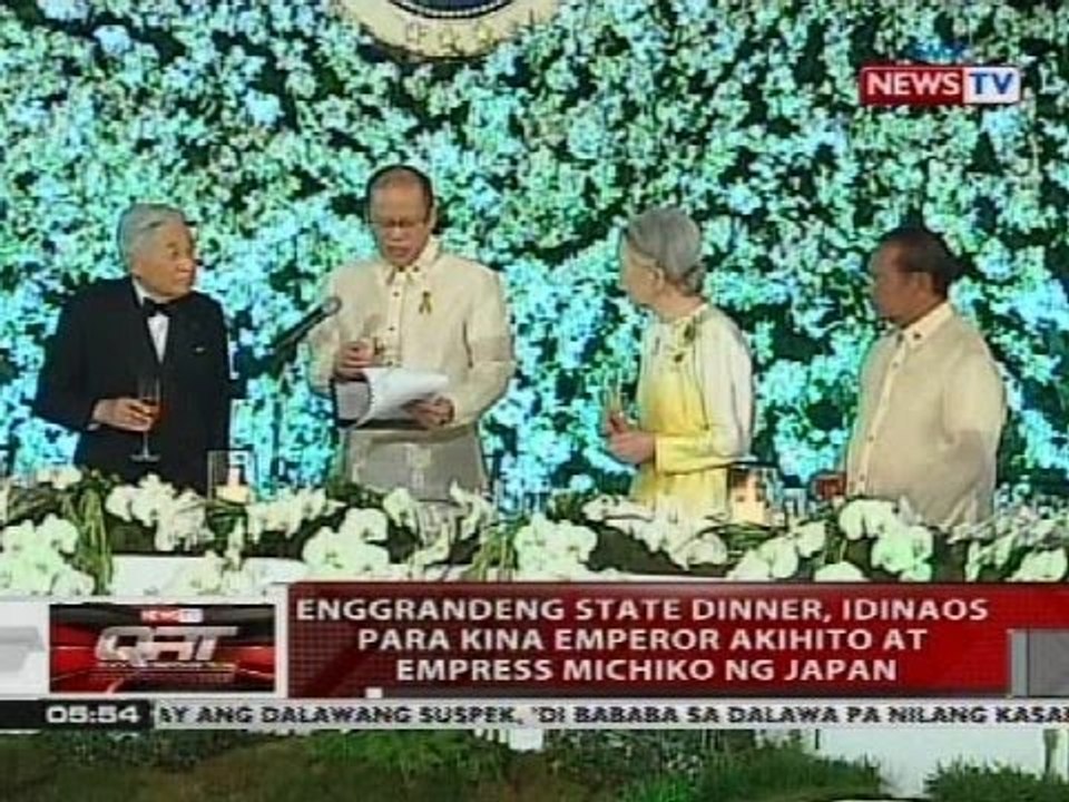 Enggrandeng state dinner, idinaos para kina Emperor Akihito at Empress Michiko ng Japan