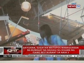 Dayuhan, sugatan matapos mabagsakan ng bumigay na bahagi ng kisame ng isang restaurant sa NAIA 3
