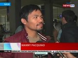 BT: Pacquiao, balik-bansa na mula sa press tour ng laban niya kay Bradley