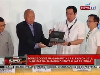 QRT: Source codes na gagamitin sa eleksyon 2016, nailipat na sa Bangko Sentral ng Pilipinas