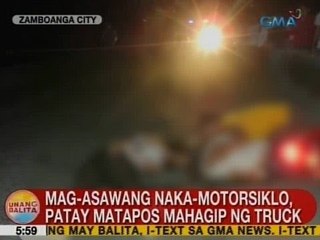 UB: Mag-asawang naka-motorsikllo, patay matapos mahagip ng truck sa Zamboanga City