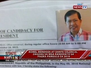 Romel Mendoza at Dante Valencia, dagdag sa mga kandidato sa pagka-pangulo sa 2016