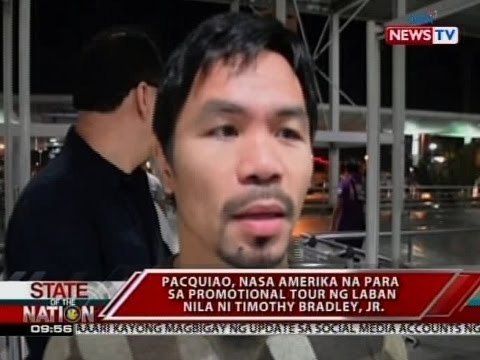 SONA: Pacquiao, nasa Amerika na para sa promotional tour ng laban nila ni Timothy Bradley, Jr.