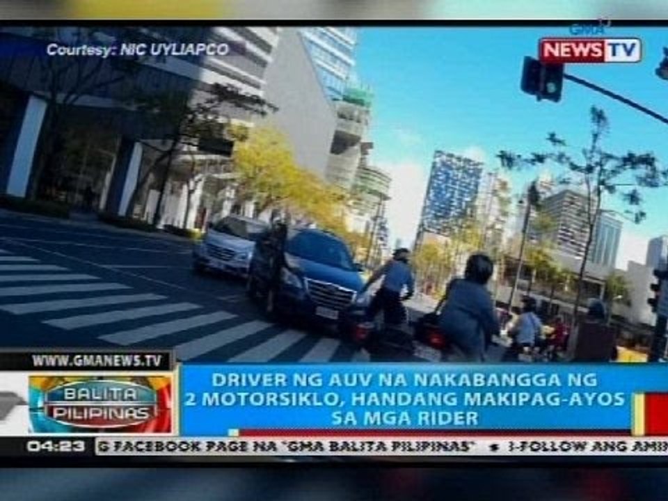 Driver ng AUV na nakabangga ng 2 motorsiklo, handang makipag-ayos sa mga rider