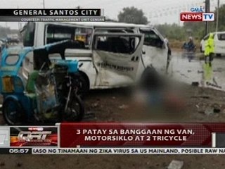 QRT: 3 patay sa banggaan ng van, motorsiklo at 2 tricycle