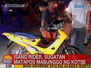 Descargar video: UB: Isang rider, sugatan matapos mabunggo ng kotse sa QC