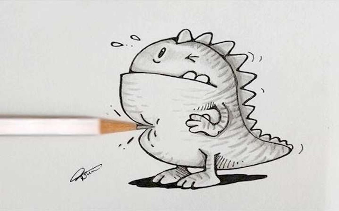 how to drow (1) تعلم رسم تنين صغير بقلم الرصاص للمبتدئين