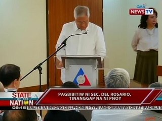 SONA: Pag-bitiw ni Sec. Del Rosario, tinanggap na ni PNoy
