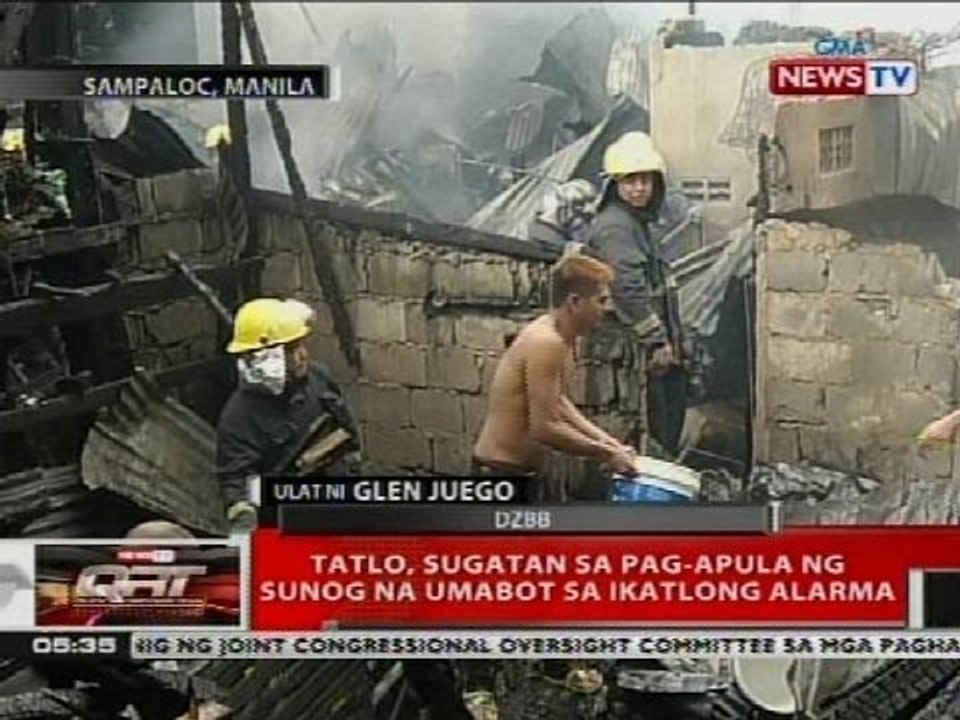 Tatlo, sugatan sa pag-apula ng sunog na umabot sa ikatlong alarma