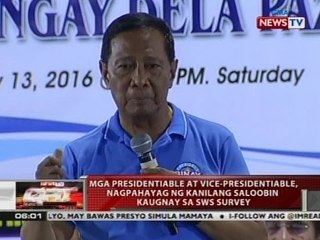 Mga presidentiable at vice-presidentiable, nagpahayag ng kanilang saloobin kaugnay ng SWS survey